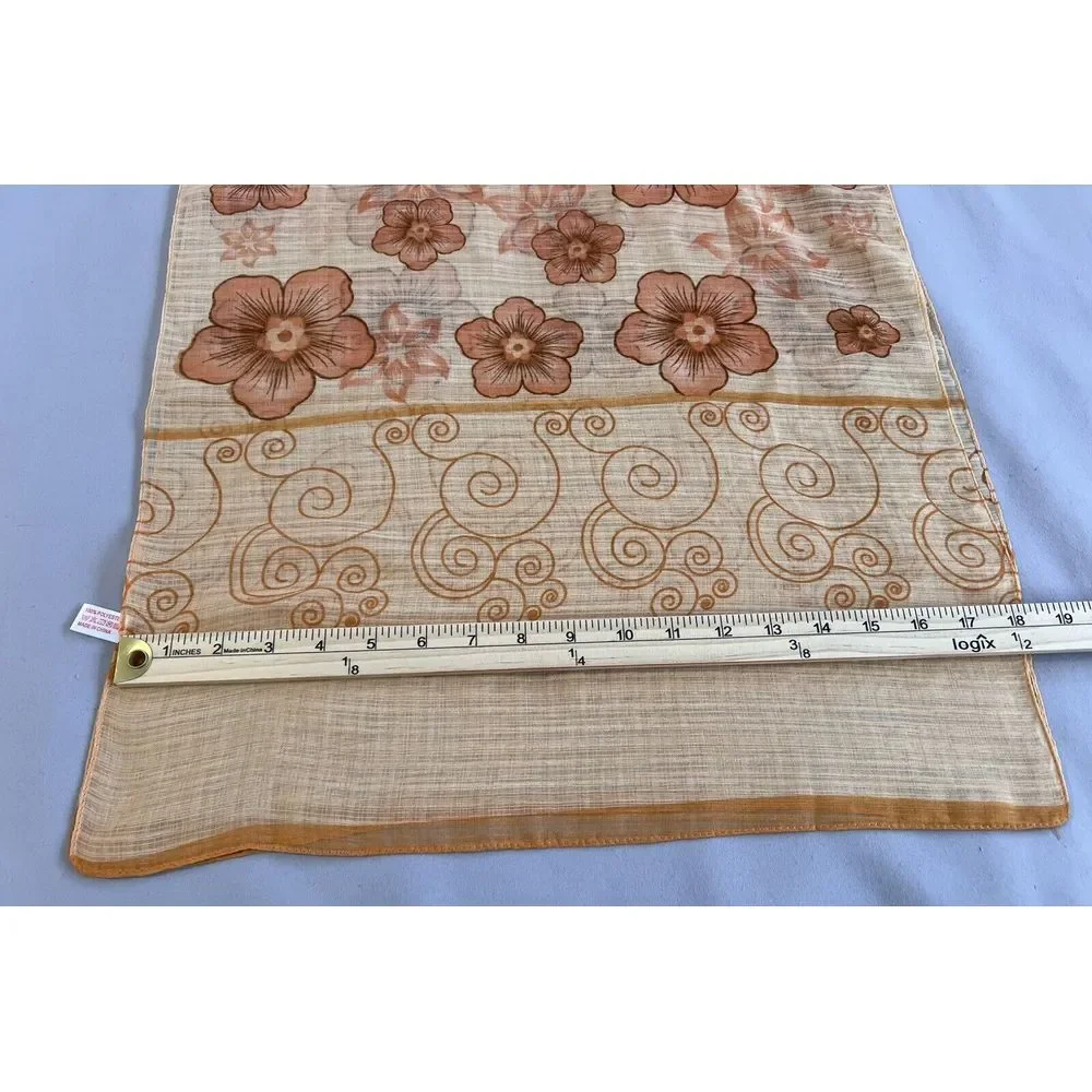 Hanmei Beige Orange Floral Scarf 63